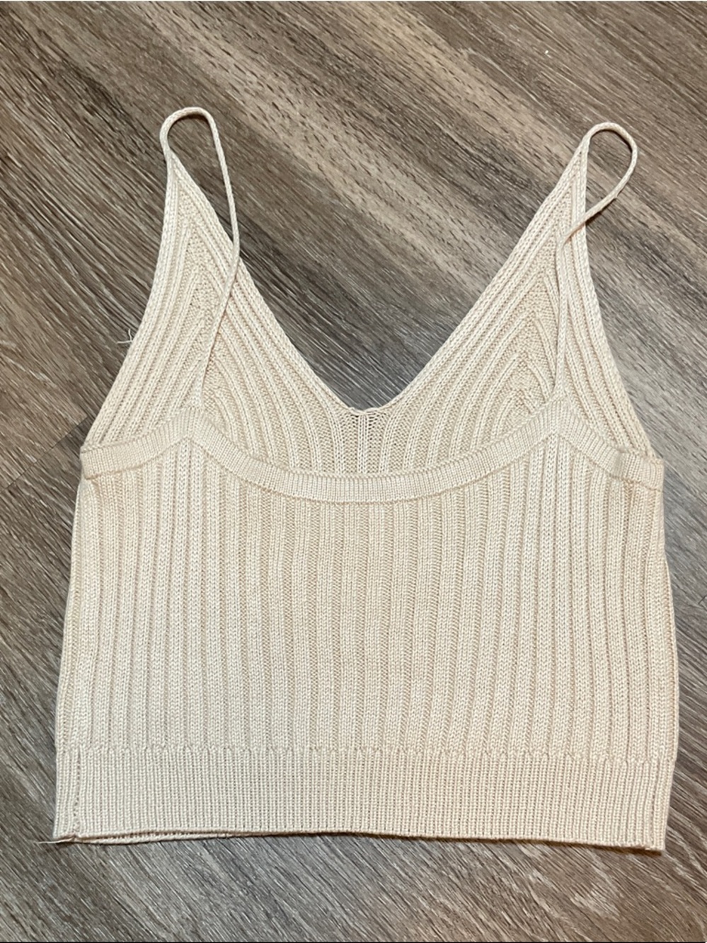 SHEIN Ribbed V-Neck Knit Cami - Beige - Picture 3 of 4